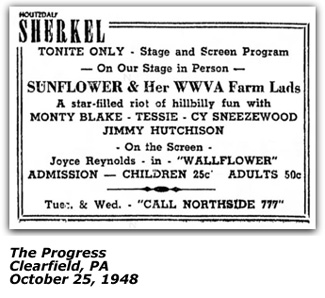 Promo Ad - Monty Blake - Sherkel Theater - October 1948