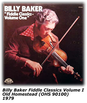 LP Cover - Billy Baker Fiddle Classics Volume One - Old Homestead OHS 90100 - 1979