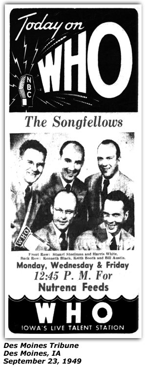 Promo Ad - Nutrena Feeds - The Songfellows - Stuart Steelman - Harris White - Kenneth Black - Keith Booth - Bill Austin - September 1949
