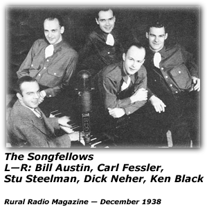 The Song Fellows - Rural Radio Magazine - Dec 1938 - Bill Austin - Carl Fessler - Stu Steelman - Dick Neher - Ken Black