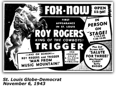 Roy Rogers - Promontional Ad - November 6, 1943