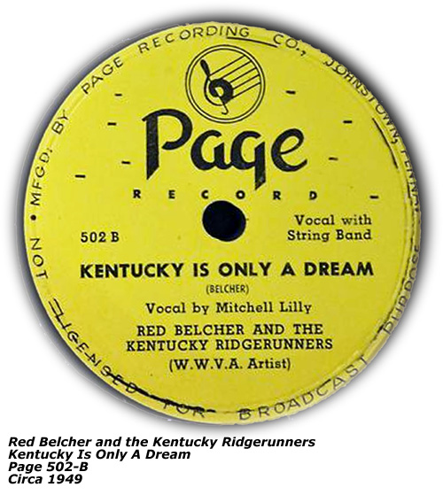 Kentucky Is Only A Dream - Red Belcher - Page 502-B - Circa 1949