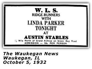 Promo Ad - Linda Parker - Waukegan, IL - Oct 5 1932