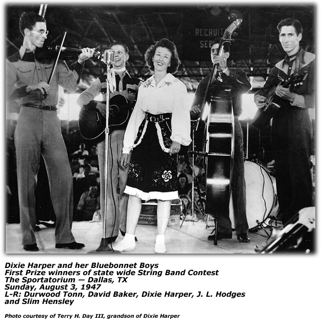 Dixie Harper and her Bluebonnet Boys - Texas State Champions - August 1947