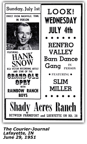Shady Acres Ranch Promo - Hank Snow - June 1951