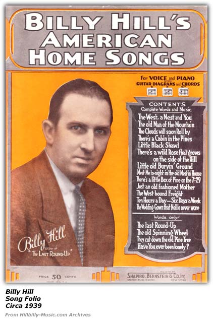 Billy Hill Song Folio - 1939