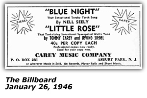 Promo Ad - Little Rose - Tommy Carey and Irving Siegel - The Billboard - January 1946 