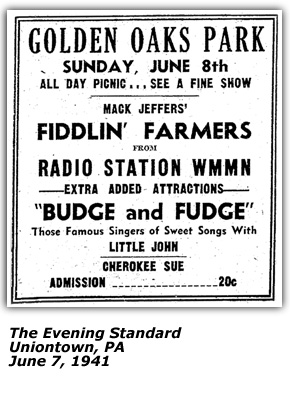 Promo Ad Cherkoke Sue and Llittle John - June 1941