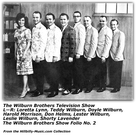 Cast Photo - Wilburn Brothers TV Show - Loretta Lynn - Teddy Wilburn - Doyle Wilburn - Harold Morrison - Don Helms - Lester Wilburn - Leslie Wilburn - Shorty Moyer