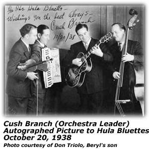Autographed Photo - Cush Branch - October 20, 1938