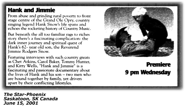 Hank and Jimmie - TV Show - Saskatoon, Canada - June 2001