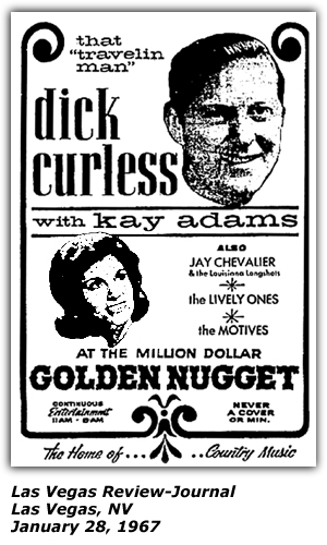 Promo Ad - Golden Nugget - Las Vegas, NV - Dick Curless - Kay Adams - January 1967