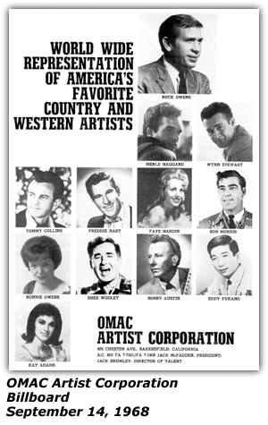 Promo Ad - OMAC Artist Corporation - Kay Adams - Billboard - September 1968
