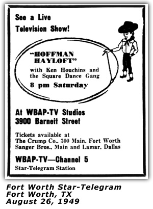 Promo Ad - Hoffman Hayloft - WBAP-TV - Ken Houchins - August 1949