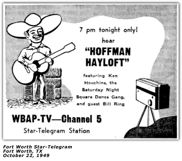 Promo Ad - Hoffman Hayloft - WBAP-TV - Ken Houchins - October 1949