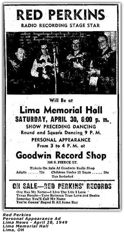 Red Perkins - Lima Memorial Hall - April 1949