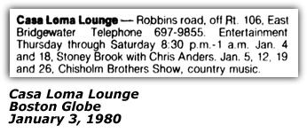 Chisholm Brothers Promo - Casa Loma Lounge - Brockton, MA - 1980