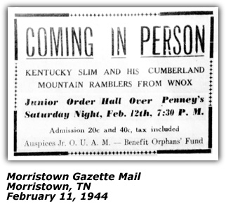 Promo Ad - October 1950 - Carl Story, Kentucky Slim, Esco Hankins - Clay-Gentry Arena - Lexington, KY