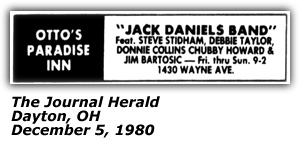 Promo Ad - Otto's Paradise Inn - Dayton, OH - Chubby Howard; December 1980