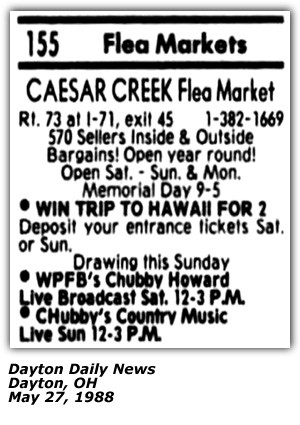 Promo Ad - Flea Market - Caesar Creek - Dayton, OH - Chubby Howard; May 1988