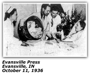 Photo - Minabelle Abbott in Hospital - Evansville Press - October 1936