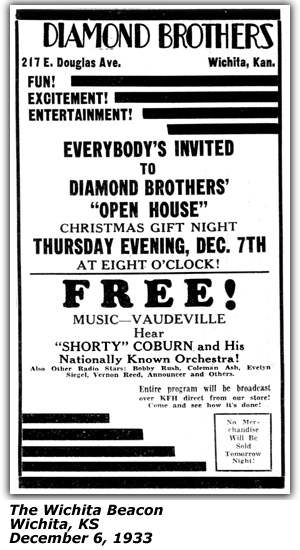 Promo Ad - Diamond Brothers - Vernon Reed - December 1933