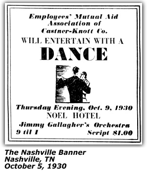 WSM Radio Log - September 29, 1934 - Palace Hotel Orchestra - Grand Ole Opry
